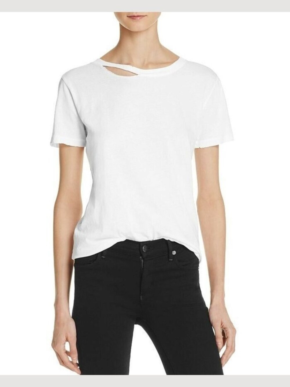 n:PHILANTHROPY Designer Harlow Short Sleeve Distressed T Shirt Off White READ S